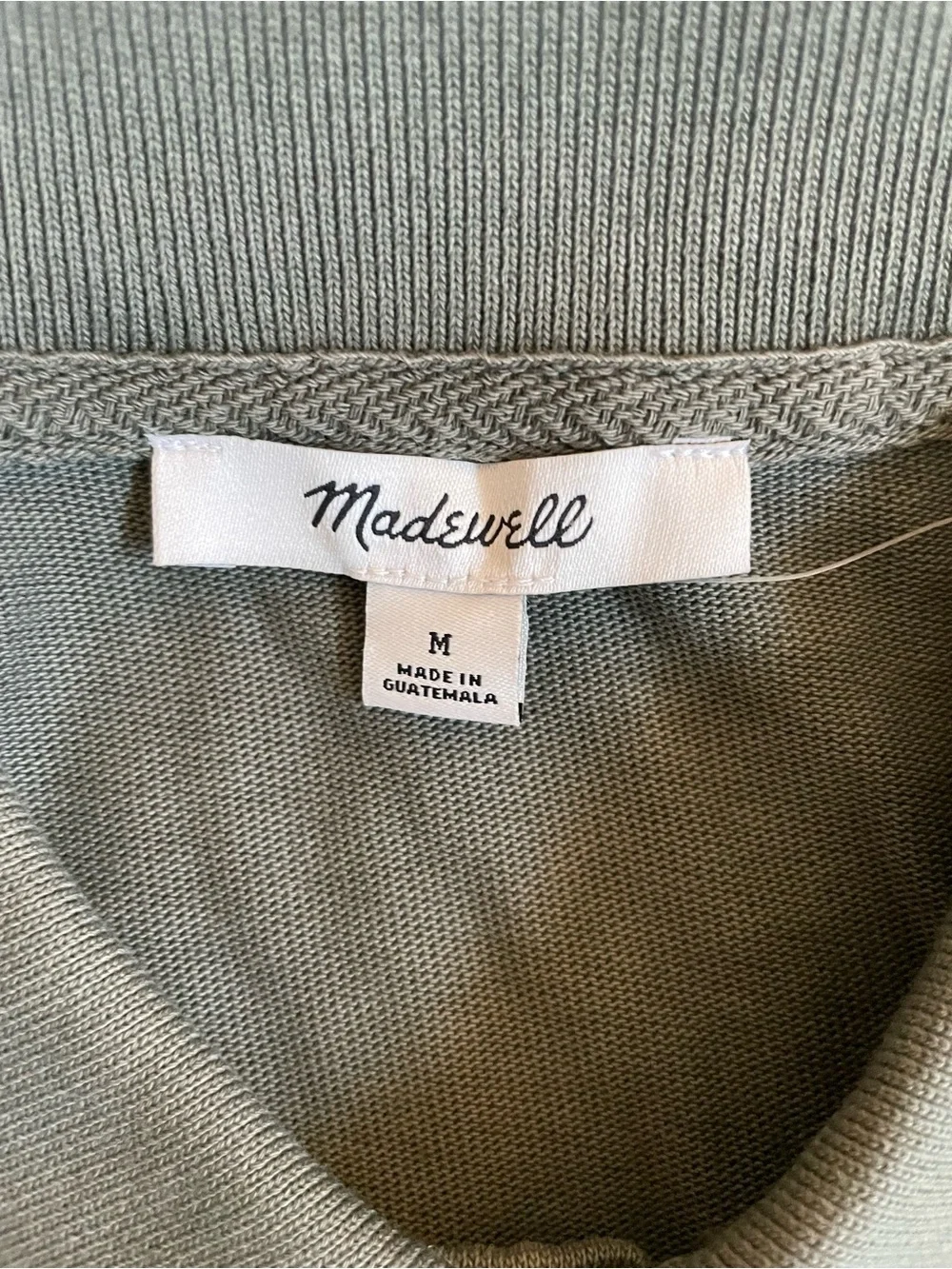 Madewell Long Sleeve Compact-Knit Polo in Olive Slate Size M $88 NZ247 - Picture 9 of 10